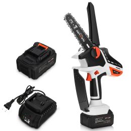 6 Inch Mini Cordless Chainsaw with 20V 3Ah Battery and Charger One Hand Operation Electric Chainsaw with Safety Lock For Garden Farm Branches Firewood