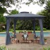 10x10 Ft Outdoor Patio Garden Gazebo Tent; Outdoor Shading; Gazebo Canopy With Curtains; Gray