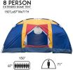 Outdoor 8 Person Camping Tent Easy Set Up Party Large Tent for Traveling Hiking With Portable Bag;  Blue