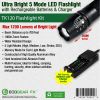 TK120 Professional LED Flashlight Kit with Batteries & Charger