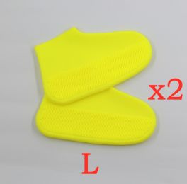 Men and women hiking slip wearable easy to carry silicone rain boots (Option: 2PC Yellow-L)