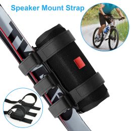 Bluetooth Speaker Mount Bike Adjustable Strap Accessories For Golf Cart Bicycle (Color: Black)