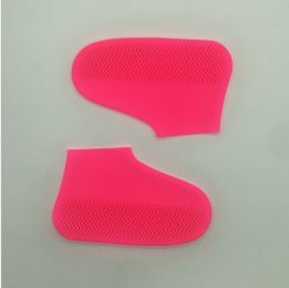 Men and women hiking slip wearable easy to carry silicone rain boots (Option: Pink-S)