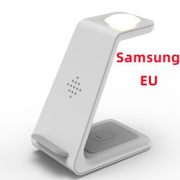 3 In 1 Fast Charging Station Wireless Charger Stand Wireless Quick Charge Dock For Phone Holder (Option: White-Samsung EU plug)