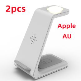 3 In 1 Fast Charging Station Wireless Charger Stand Wireless Quick Charge Dock For Phone Holder (Option: White 2pcs-Apple AUplug)