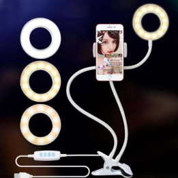 LED Selfie Ring Light for Live Adjustable Makeup Light-8cm Stand (Color: White)