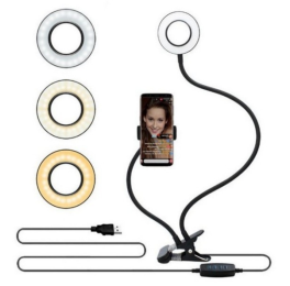 LED Selfie Ring Light for Live Adjustable Makeup Light-8cm Stand (Color: Black)