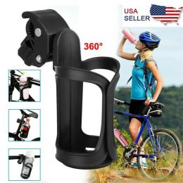 Water Bottle Cage Mount Drink Bicycle Handlebar Bike Cup Holder Cycling Beverage (Color: Black)