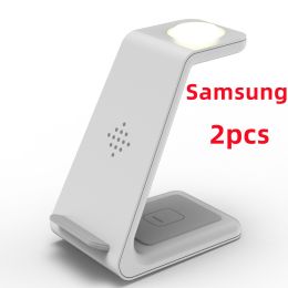 3 In 1 Fast Charging Station Wireless Charger Stand Wireless Quick Charge Dock For Phone Holder (Option: White-Samsung2pc)