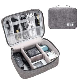 Electronics Organizer Travel Cable Organizer Bag Waterproof Portable Digital Storage Bag Electronic Accessories Case Cable Charger Organizer Case (Option: Gray)