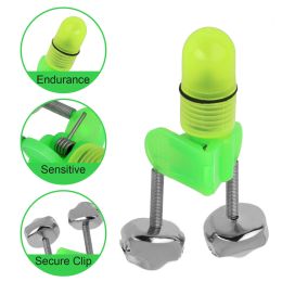 10PCS Fish Rod Bell Plastic Fishing Bells Clip Fishing Rod Alarm Dual Alert Bell (Color: Green)