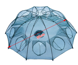 Strengthened 4-20 Holes Automatic Fishing Net Shrimp Cage Nylon Foldable Fish Trap Cast Net Cast Fold Crab Trap Fishing Network (Option: 10 Sides 10 Holes)