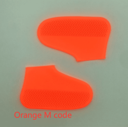 Men and women hiking slip wearable easy to carry silicone rain boots (Option: Orange M code-M)