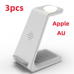 3 In 1 Fast Charging Station Wireless Charger Stand Wireless Quick Charge Dock For Phone Holder (Option: White 3pcs-Apple AUplug)