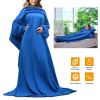 Wearable Fleece Blanket with Sleeves Cozy Warm Microplush Sofa Blanket Extra Soft Lightweight for Adult Women Men 3 Colors