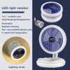 USB Charging Foldable Desk Fan Wall Mounted Hanging Ceiling Fan with LED Light 4 Speed Adjustable For Home Room Air Cooler Fan