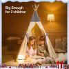 Play Tent with Free String Lights & Mat; Portable Canvas Playhouse for Kids Indoor Outdoor Playing