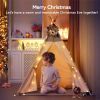 Play Tent with Free String Lights & Mat; Portable Canvas Playhouse for Kids Indoor Outdoor Playing