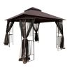 10x10 Outdoor Patio Gazebo Canopy Tent With Ventilated Double Roof And Mosquito net(Detachable Mesh Screen On All Sides); Suitable for Lawn;  Garden;