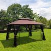 13x10 Outdoor Patio Gazebo Canopy Tent With Ventilated Double Roof And Mosquito net(Detachable Mesh Screen On All Sides); Suitable for Lawn;  Garden;