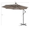 10 Feet Patio Solar Powered Cantilever Umbrella with Tilting System