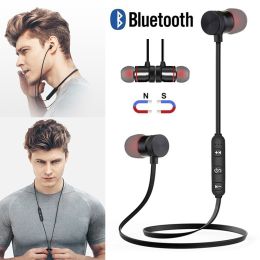 Magnetic Headphones In-Ear Bluetooth Stereo Earphones Headset Wireless Earbuds Random Color (Option: Random)